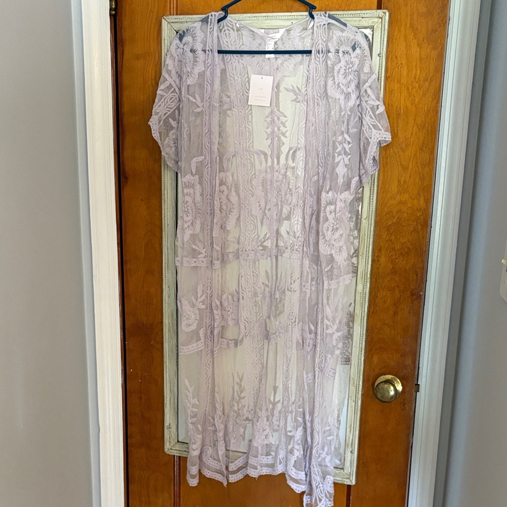 LC Lauren Conrad Lavender Lace Kimono